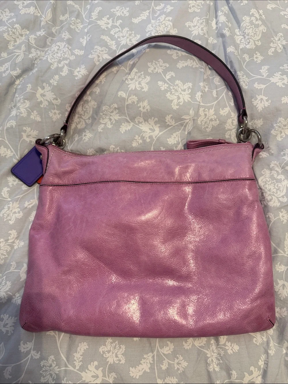 Coach Leather Pink Shoulder Bag with Accent Tags